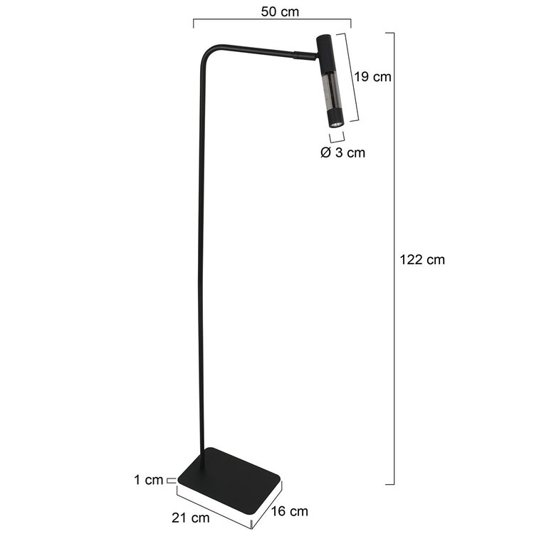 Steinhauer Vloerlamp Alisio Zwart 1-lichts Verstelbaar met Pushdimmer & Dim to Warm