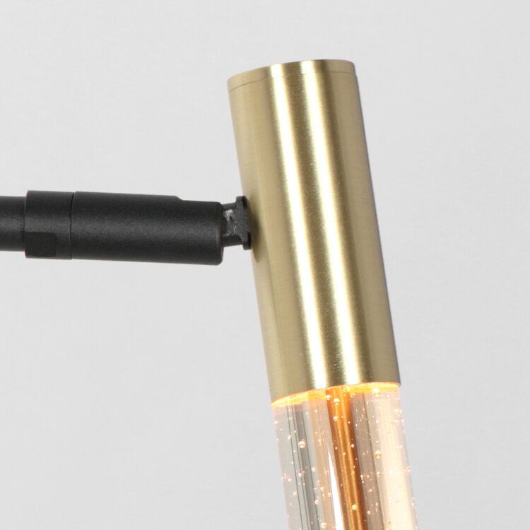 Steinhauer Vloerlamp Alisio Messing Zwart 1-lichts Verstelbaar met Pushdimmer & Dim to Warm