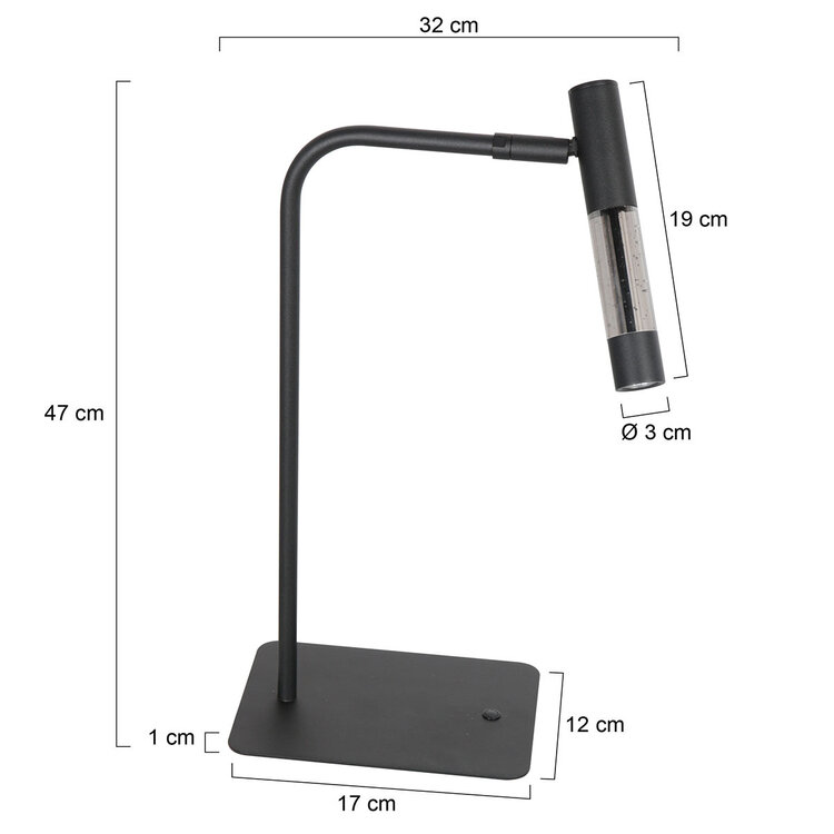Steinhaer Steinhauer Tafellamp Alisio Zwart 1-lichts Draaibaar met Pushdimmer & Dim to Warm