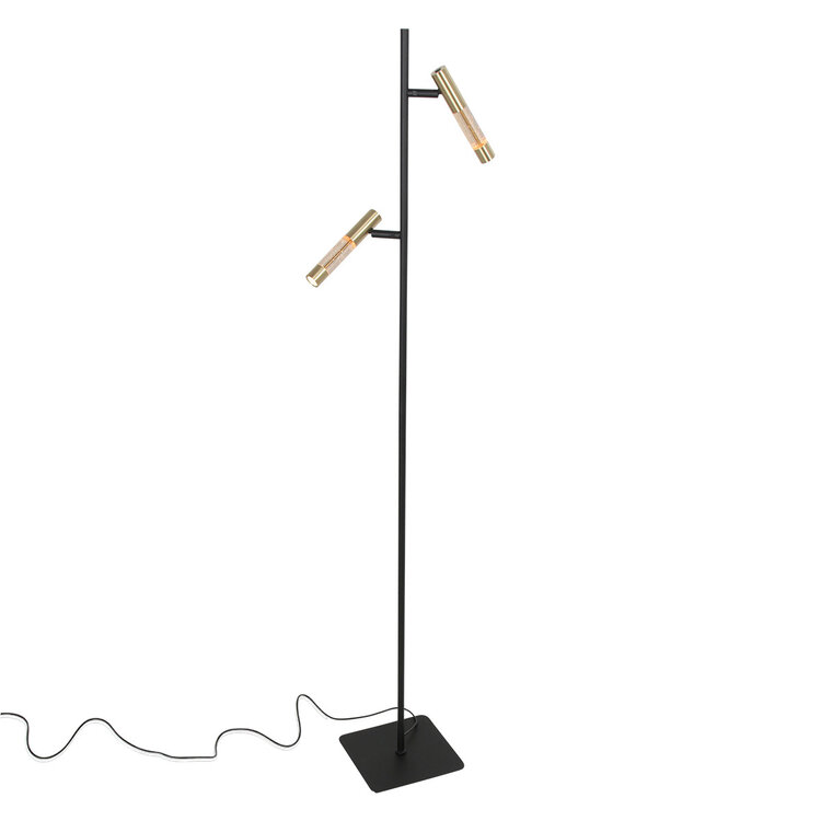 Steinhauer Vloerlamp Alisio Zwart 2-lichts Verstelbaar met Pushdimmer & Dim to Warm
