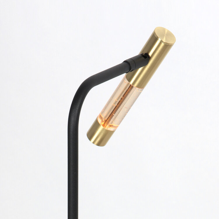 Steinhauer Tafellamp Alisio Messing Zwart Draaibaar met Pushdimmer & Dim to Warm