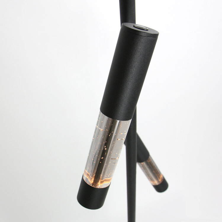 Steinhauer Vloerlamp Alisio Zwart 2-lichts Verstelbaar met Pushdimmer & Dim to Warm