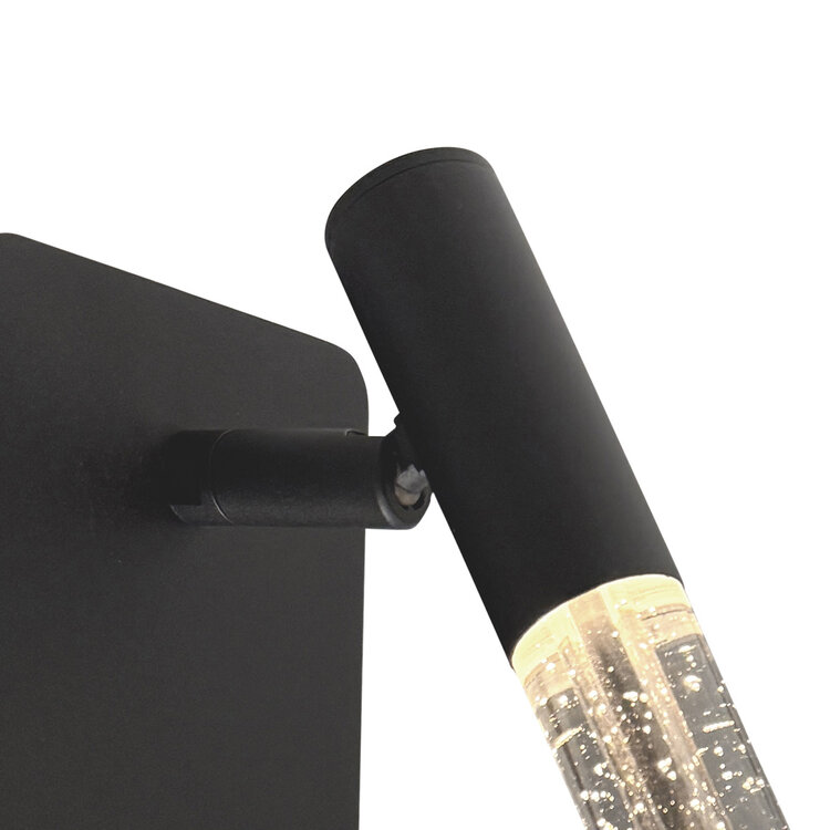 Wandlamp Alisio 4594ZW luxe glas in zwart met pushdimmer