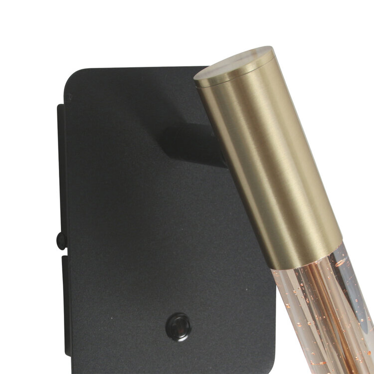 Steinhauer Wandlamp Alisio Messing Zwart Verstelbaar met Pushdimmer & Dim to Warm