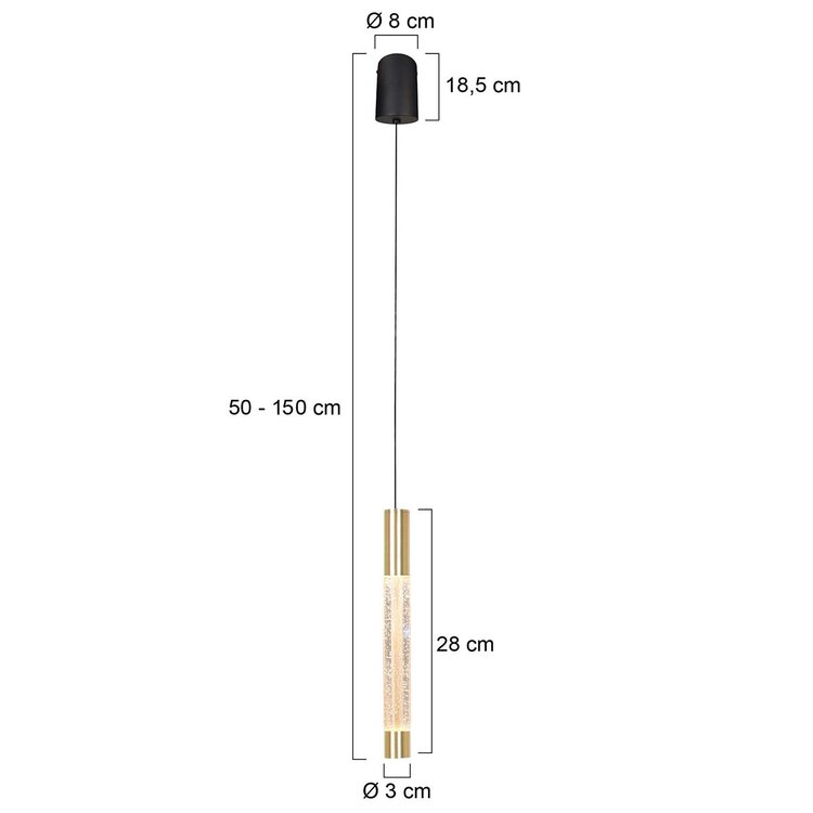 Steinhauer Hanglamp Alisio Messing 1-lichts Cable Lift & Dim to Warm