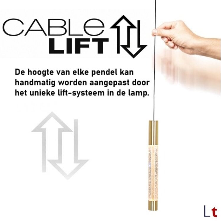 Steinhauer Hanglamp Alisio Messing 5-lichts Cable Lift & Dim to Warm