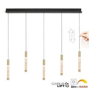 Hanglamp Alisio Messing 5-lichts Cable Lift & Dim to Warm