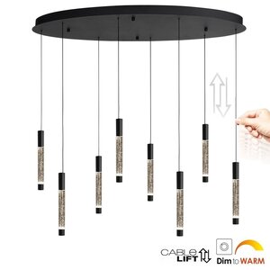 Hanglamp Alisio Ovaal Zwart 8-lichts Cable Lift & Dim to Warm