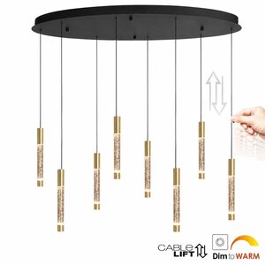 Hanglamp Alisio Ovaal Messing 8-lichts Cable Lift & Dim to Warm