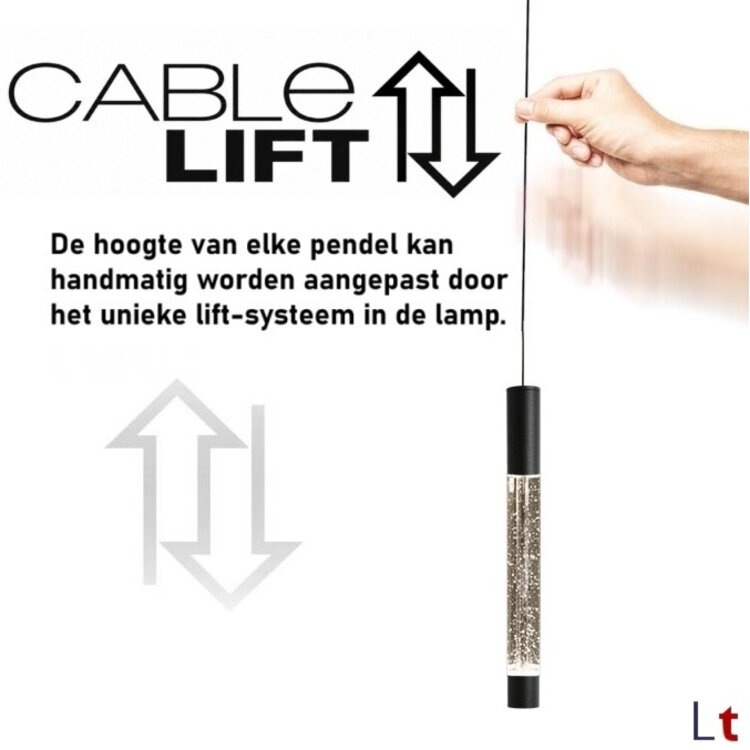 Steinhauer Hanglamp Alisio Zwart 8-lichts 120 cm Plafondbalk met Cable Lift & Dim to Warm