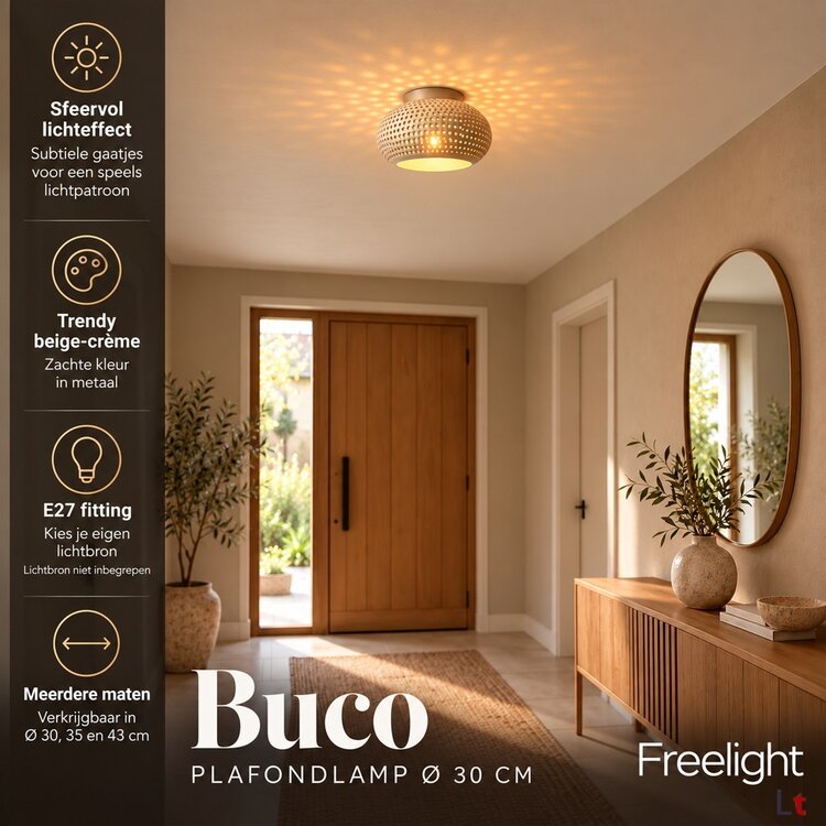 Freelight Plafondlamp Buco Crème Ø 30cm