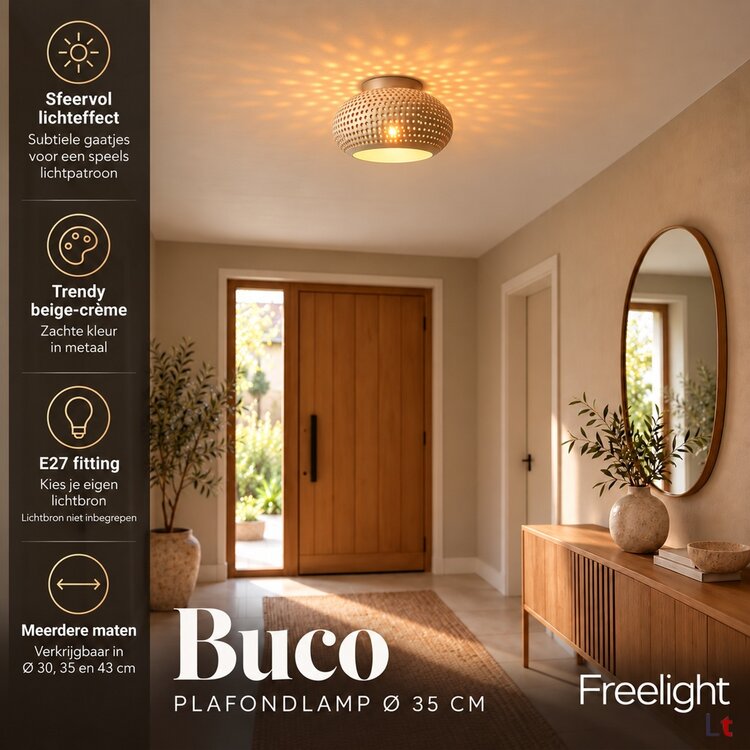 Freelight Plafondlamp Buco Crème Ø 35cm
