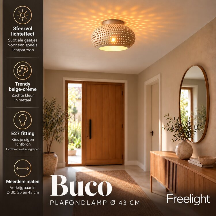 Freelight Plafondlamp Buco Crème Ø 43cm