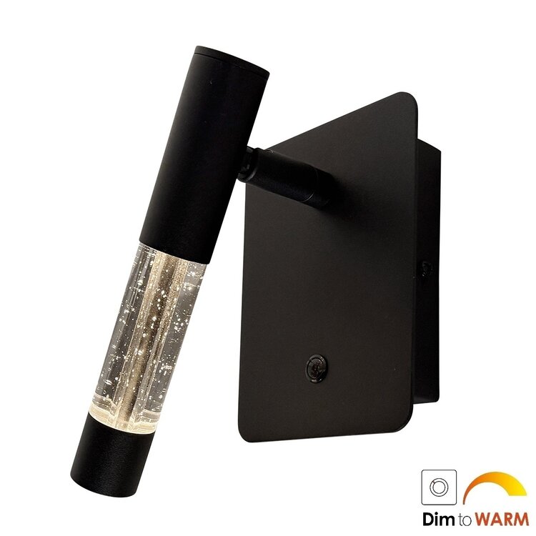 Wandlamp Alisio 4594ZW luxe glas in zwart met pushdimmer