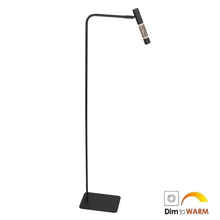 Steinhauer Vloerlamp Alisio Zwart 1-lichts Verstelbaar met Pushdimmer & Dim to Warm