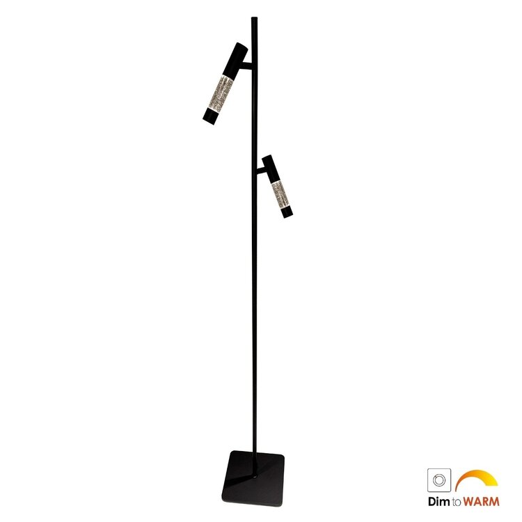Steinhauer Vloerlamp Alisio Zwart 2-lichts Verstelbaar met Pushdimmer & Dim to Warm