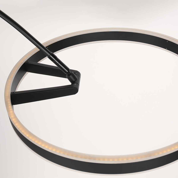Steinhauer Ringlux booglamp zwart met dimbare LED en verstelbare boog