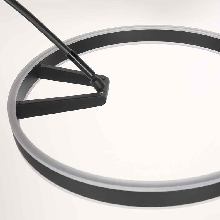Steinhauer Ringlux booglamp zwart met dimbare LED en verstelbare boog