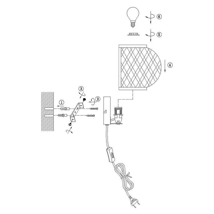 Anne Light Steinhauer Wandlamp Maze Bamboe Zwart Bruin 1 x E14 Fitting