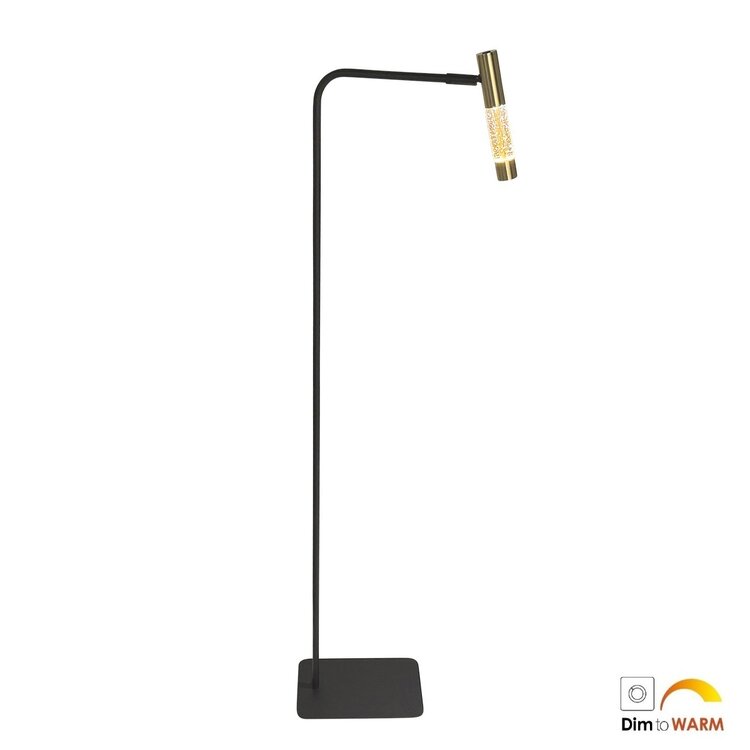 Steinhauer Vloerlamp Alisio Messing Zwart 1-lichts Verstelbaar met Pushdimmer & Dim to Warm