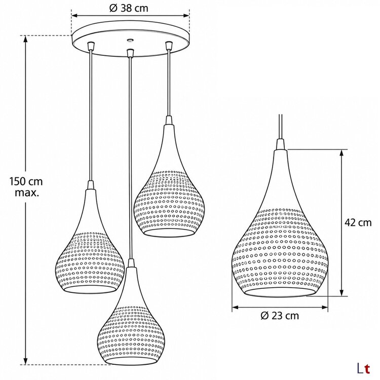 Freelight Buco Hanglamp Crème 3-Lichts Rond met Geperforeerde Kappen
