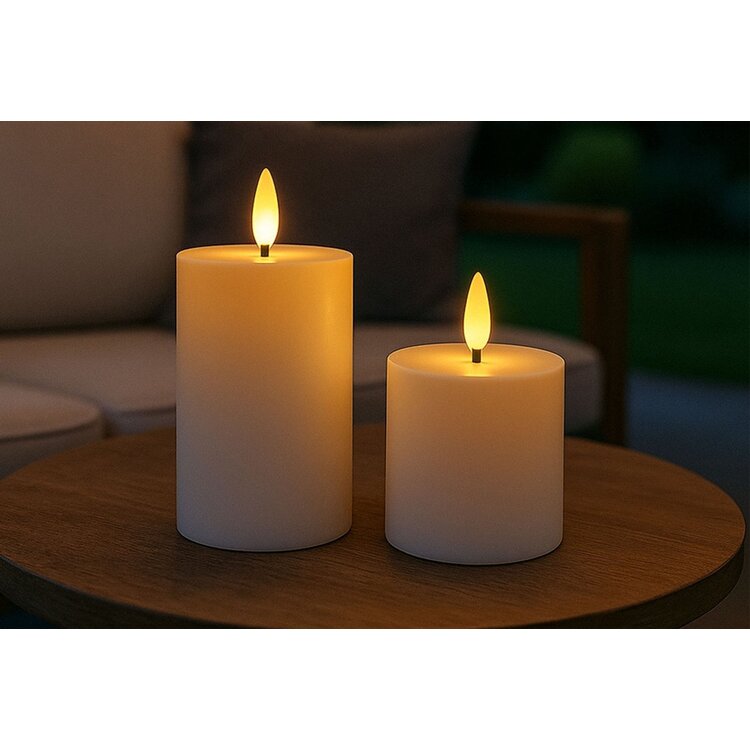 Oplaadbare Led Kaarsen Off White Bewegende Vlam Incl. Afstandsbediening 2 Stuks