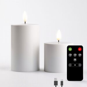 Oplaadbare Led Kaarsen Off White 2 Stuks