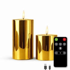 Oplaadbare Led Kaarsen Glossy Gold 2 Stuks