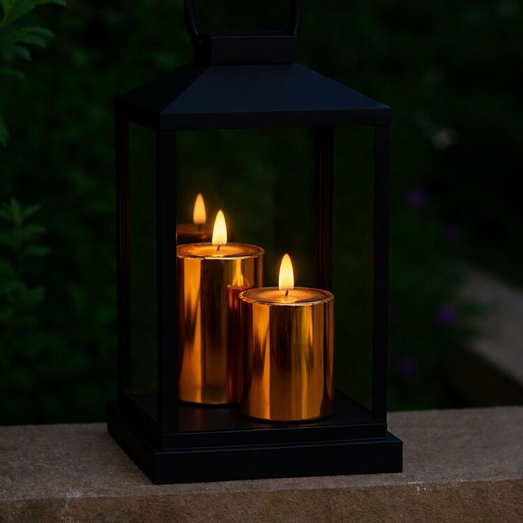 Oplaadbare Led Kaarsen Glossy Gold Bewegende Vlam Incl. Afstandsbediening 2 Stuks