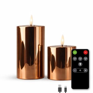 Oplaadbare Led Kaarsen Glossy Bronze 2 Stuks