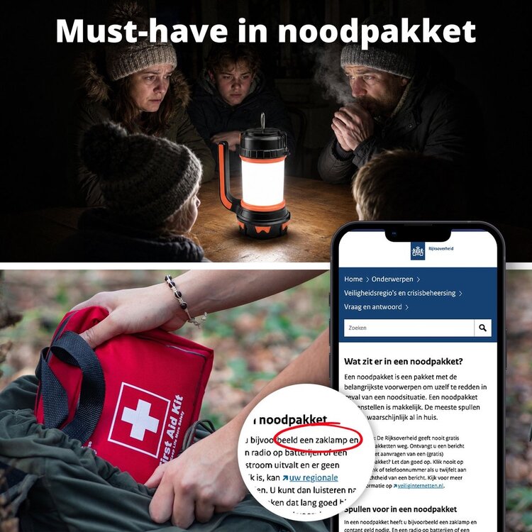 Oplaadbare Camping- Zaklamp incl Powerbankfunctie en SOS Functie