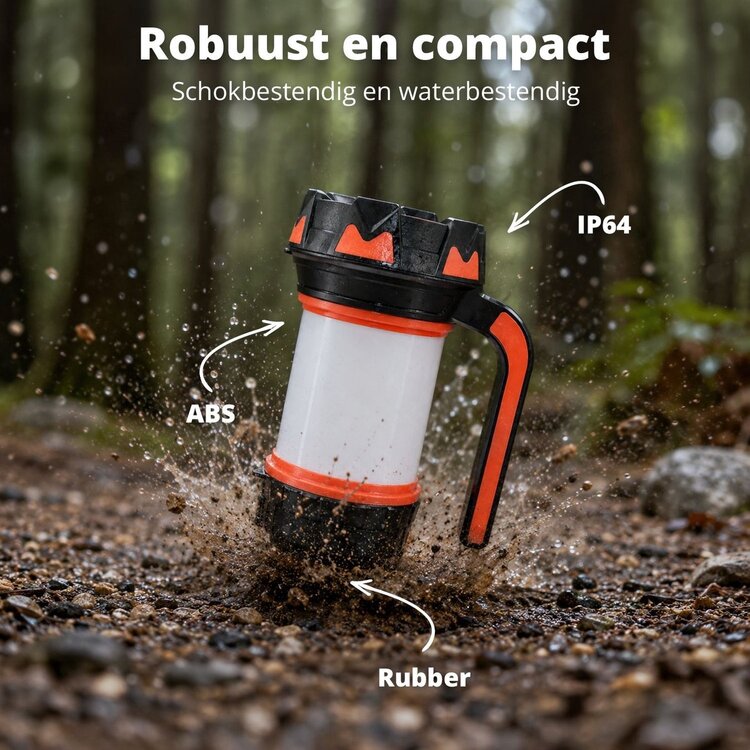 Oplaadbare Camping- Zaklamp incl Powerbankfunctie en SOS Functie