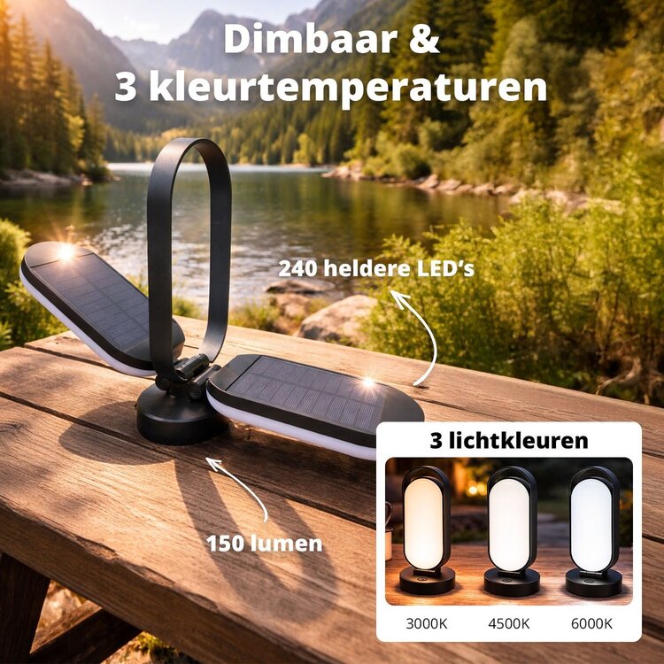 Flinq Oplaadbare Solar/USB Tafellamp PineGlow Outdoor