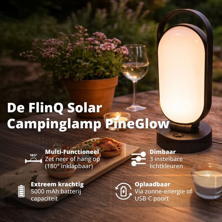 Flinq Oplaadbare Solar/USB Tafellamp PineGlow Outdoor