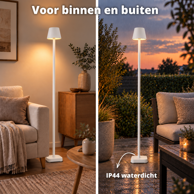 Oplaadbare Vloerlamp Lume Wit Dimbaar & 3 Lichtkleuren