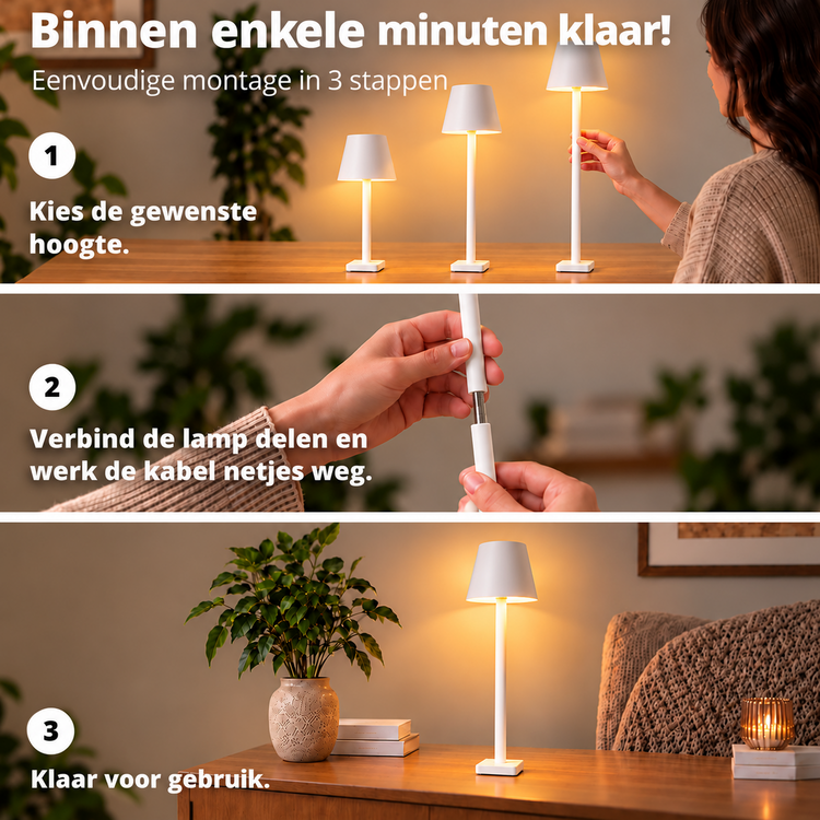 Oplaadbare Vloerlamp Lume Wit Dimbaar & 3 Lichtkleuren