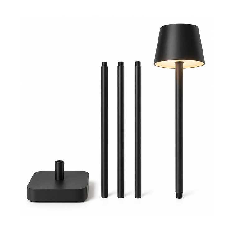 Oplaadbare Vloerlamp Lume Zwart Dimbaar & 3 Lichtkleuren