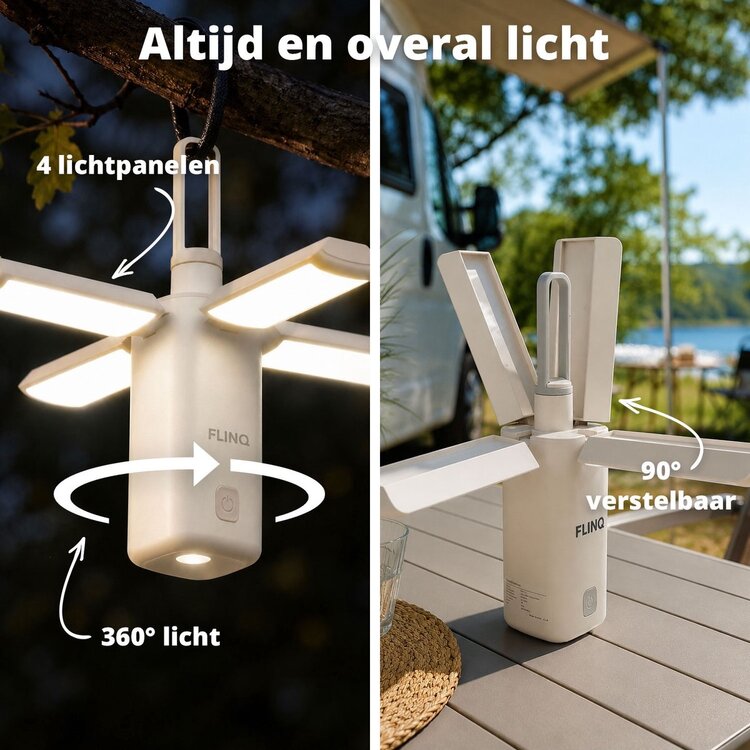 Oplaadbare Tafellamp en Campinglamp - Powerbank - Tentlamp - Hanglamp Buiten - Draadloos 360° Led Lamp - Camping Licht