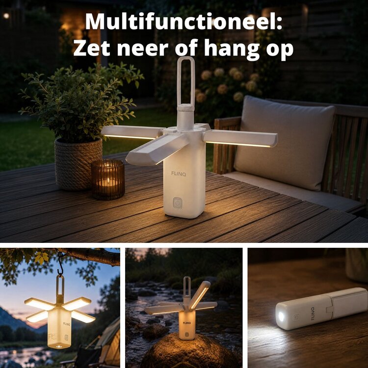 Oplaadbare Tafellamp en Campinglamp - Powerbank - Tentlamp - Hanglamp Buiten - Draadloos 360° Led Lamp - Camping Licht