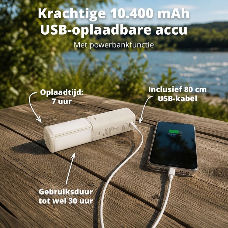 Oplaadbare Tafellamp en Campinglamp - Powerbank - Tentlamp - Hanglamp Buiten - Draadloos 360° Led Lamp - Camping Licht
