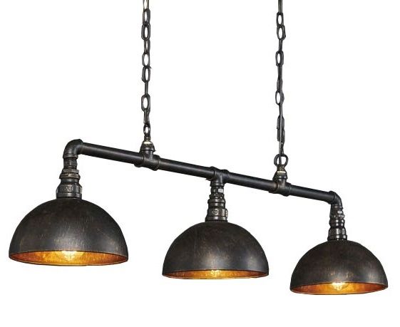 Hanglamp Industrial Tube 3 Lichts Zwart Bruin Hanglamp Industrial Tube 3 Lichts Zwart Bruin