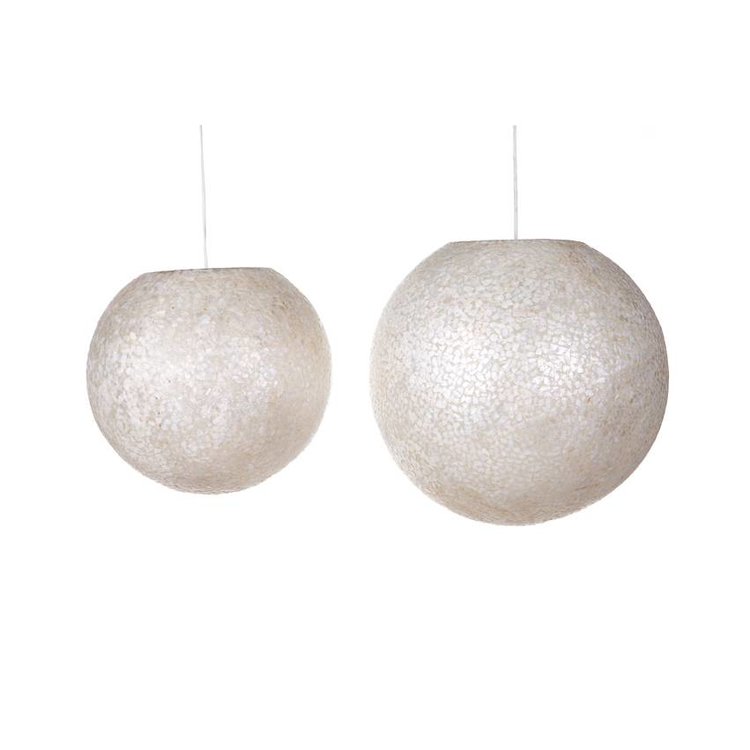 Villaflor Hanglamp Wangi White Ball Ø 40cm 1x E27 Fitting - Capiz Schelpenlamp