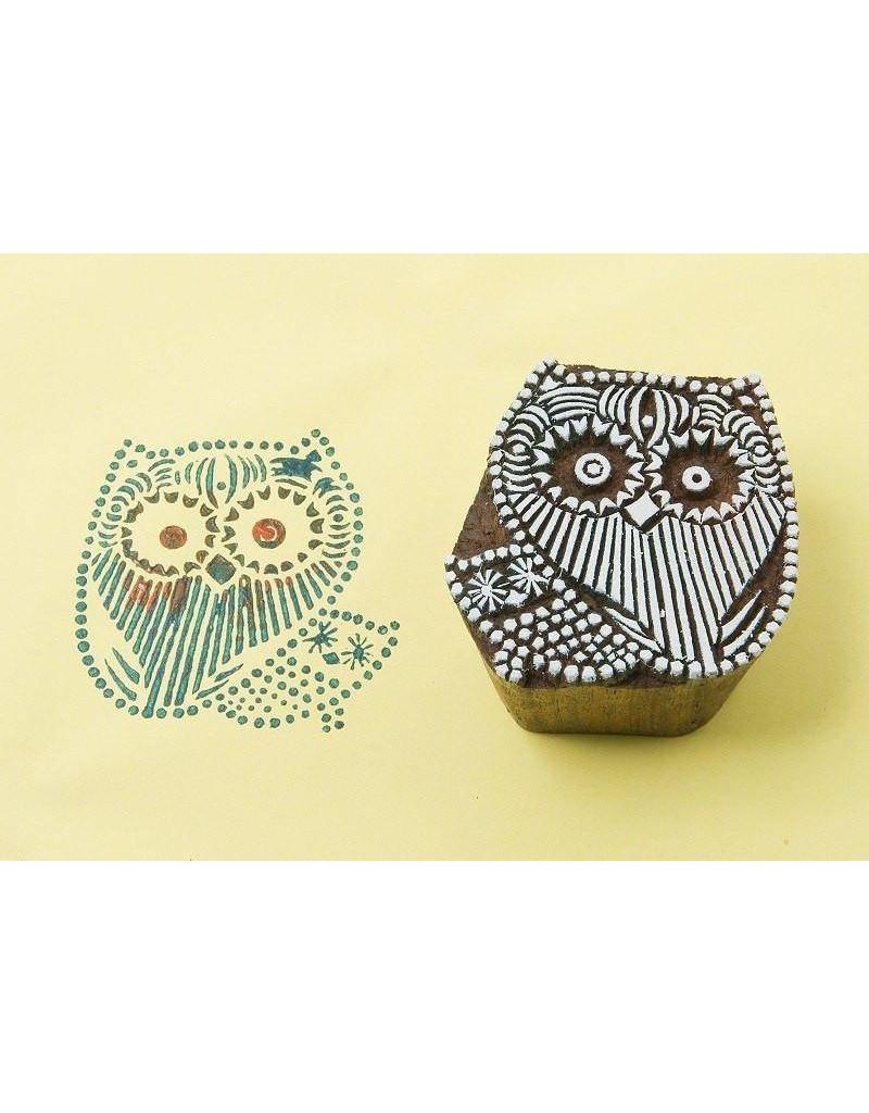 Blockwallah Block stamp Owl family