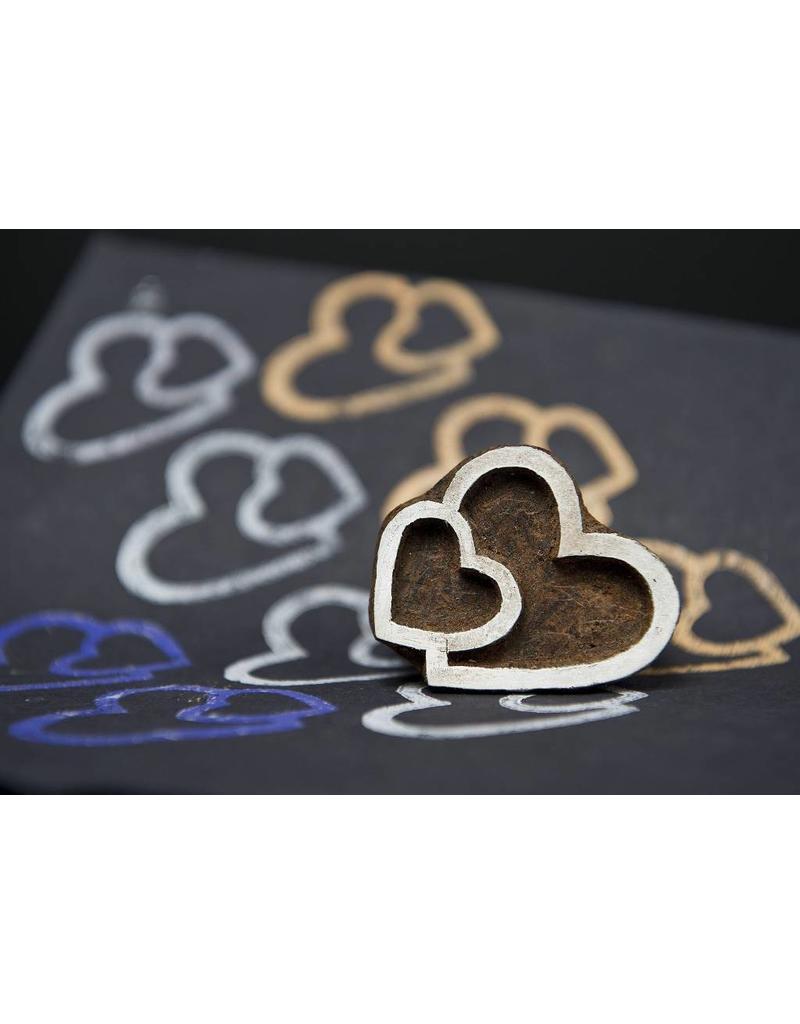 Blockwallah Block stamp  Twin hearts