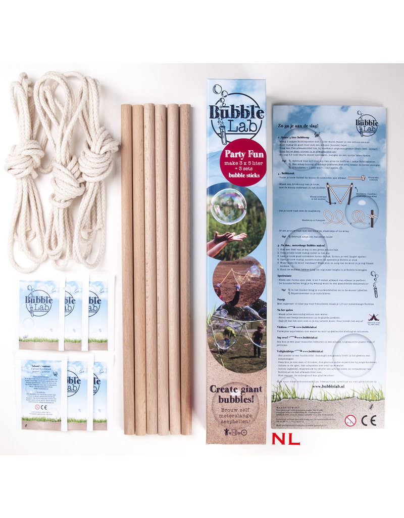 BubbleLab Party Fun voor 15 liter sop en drie bellenstokken