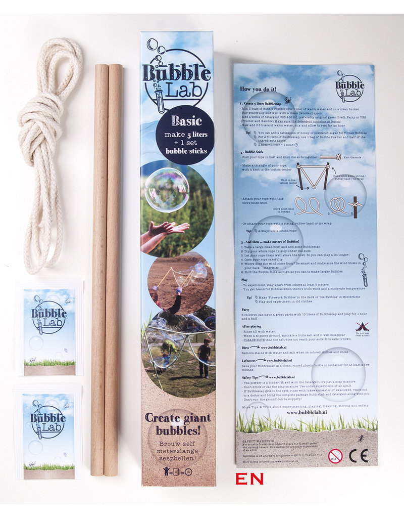 BubbleLab BubbleLab - create giant soap bubbles - set sticks, rope and powder for 5 liters suds