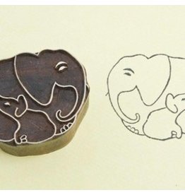 Blockwallah Block stamp elephant family small