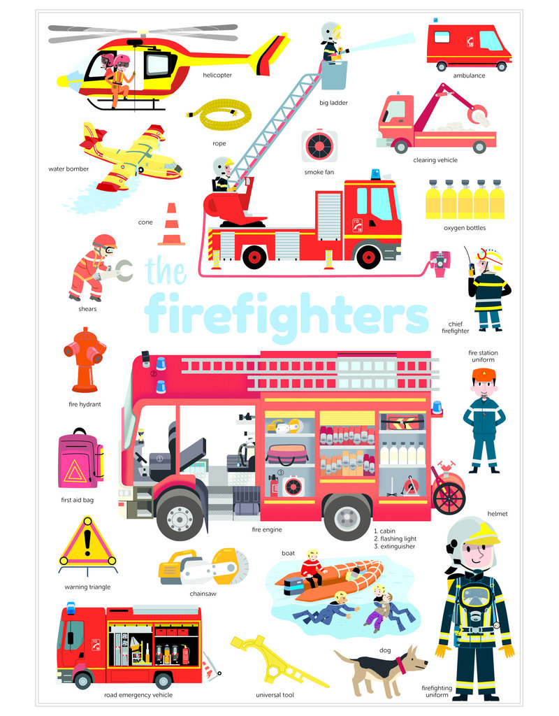 Poppik Poppik stickerposter mini - thema  brandweer