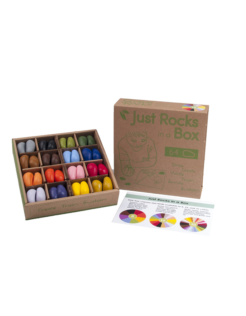 Crayon Rocks Just Rocks in a Box met 16 kleuren en 64 krijtjes in kraft opbergdoos
