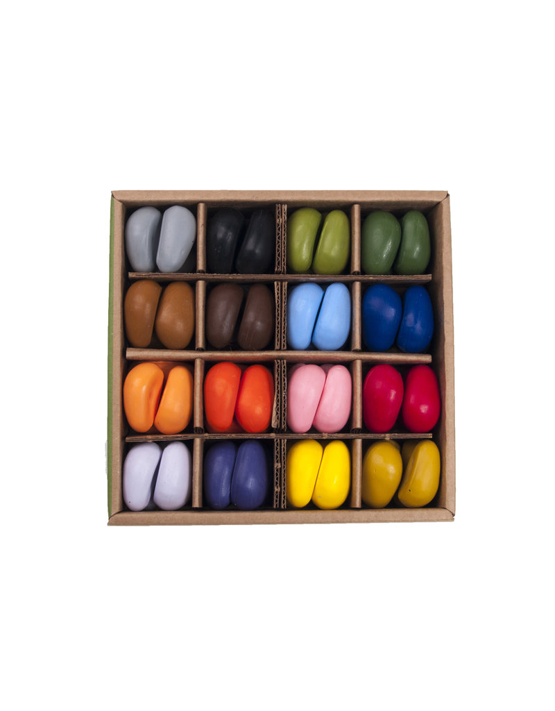 Crayon Rocks Just Rocks in a Box met 16 kleuren en 64 krijtjes in kraft opbergdoos